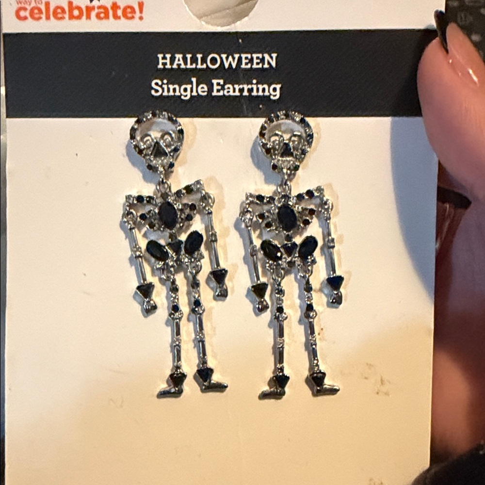 Silver and Black Skeleton Earrings